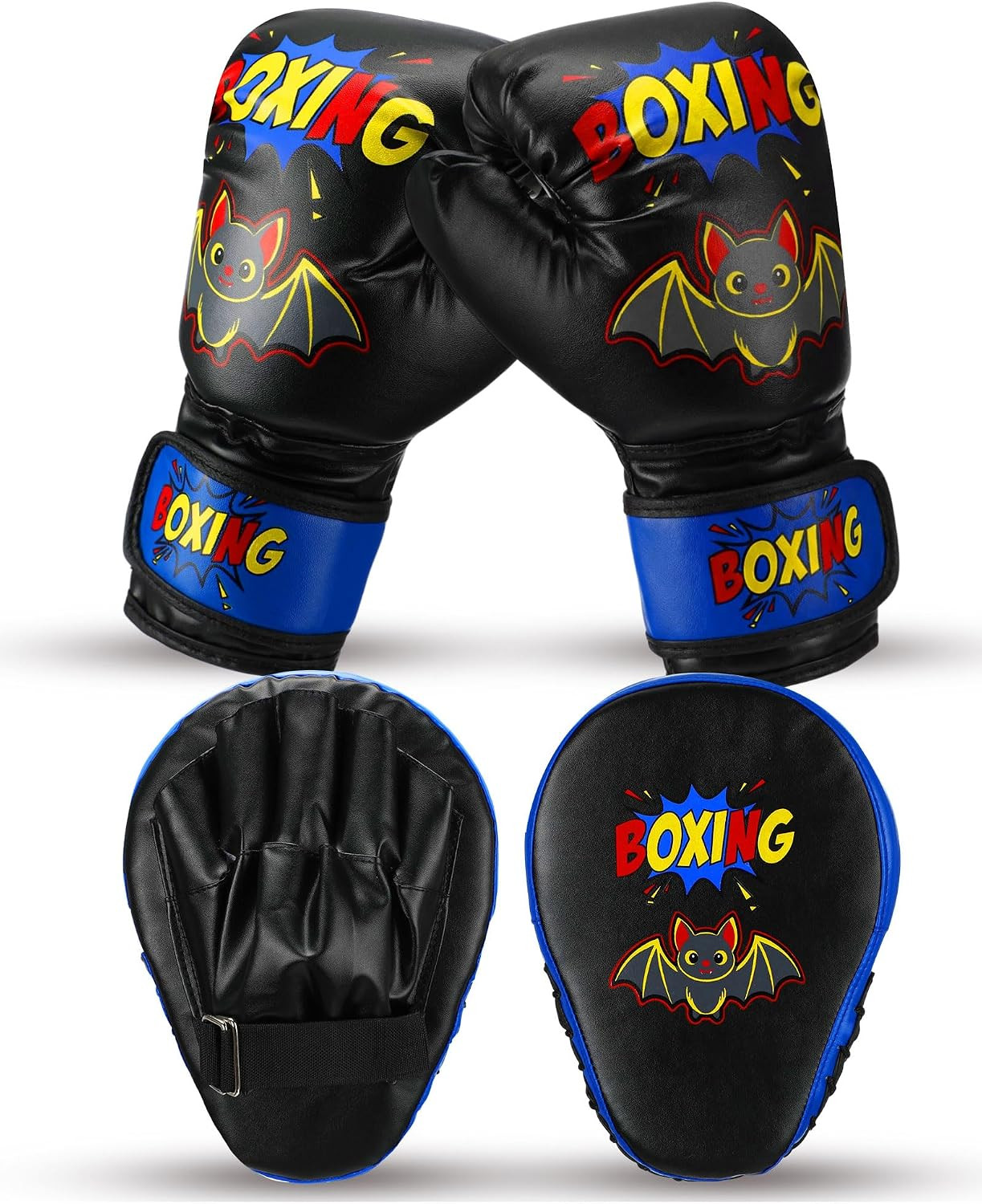 Boxing Gloves and Punching Mitts Set 4oz Gloves Boxing Pads Kids Youth Sparring