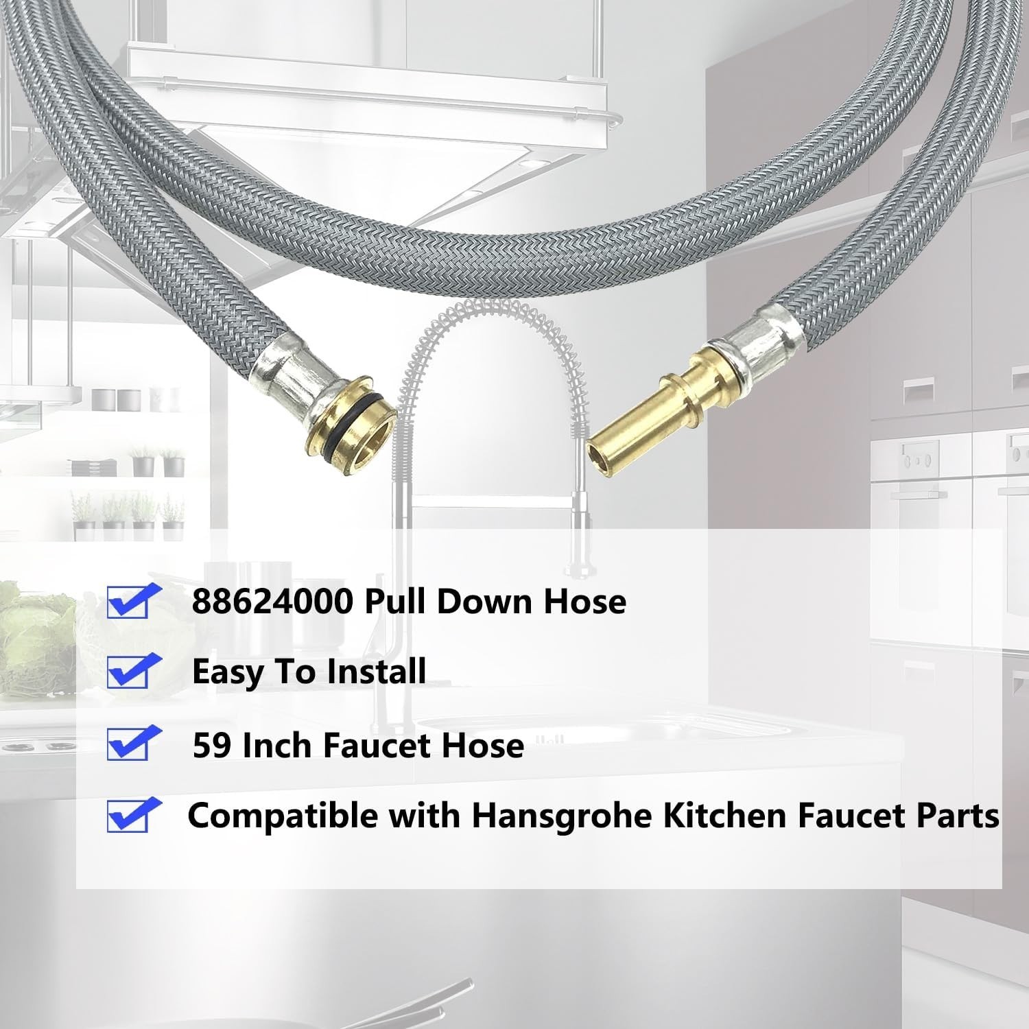 Durable 59-Inch Pull-Down Kitchen Faucet Hose Compatible with Hansgrohe Models