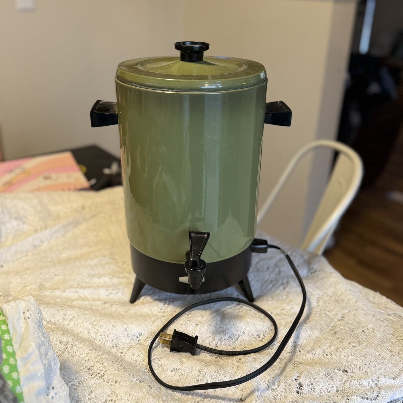 Vintage West Bend Coffee Maker 30 Cup Urn Avocado Green 1971 Electric Percolator