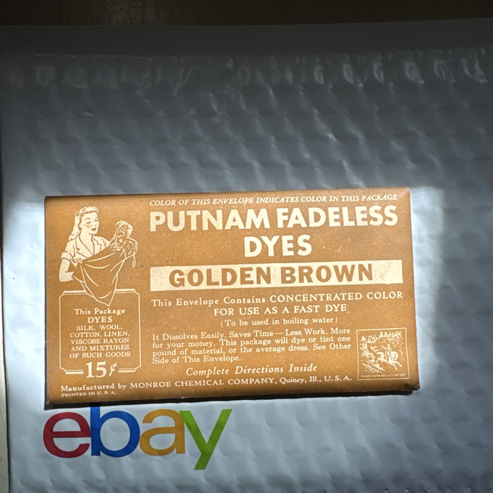 Putnam Dye 'Golden Brown"  Vintage package colorful fadeless *free shipping*