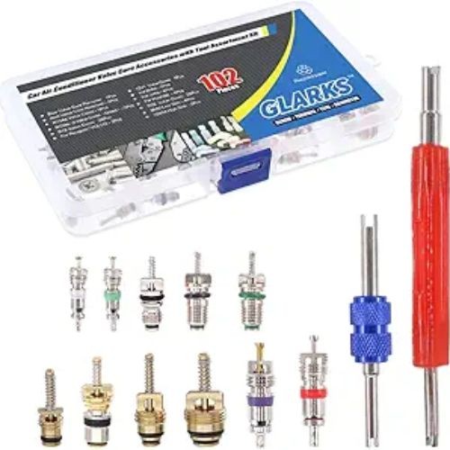102Pcs Car Air Conditioner Valve Core Schrader Valve Cores Accessories A/C R12 R