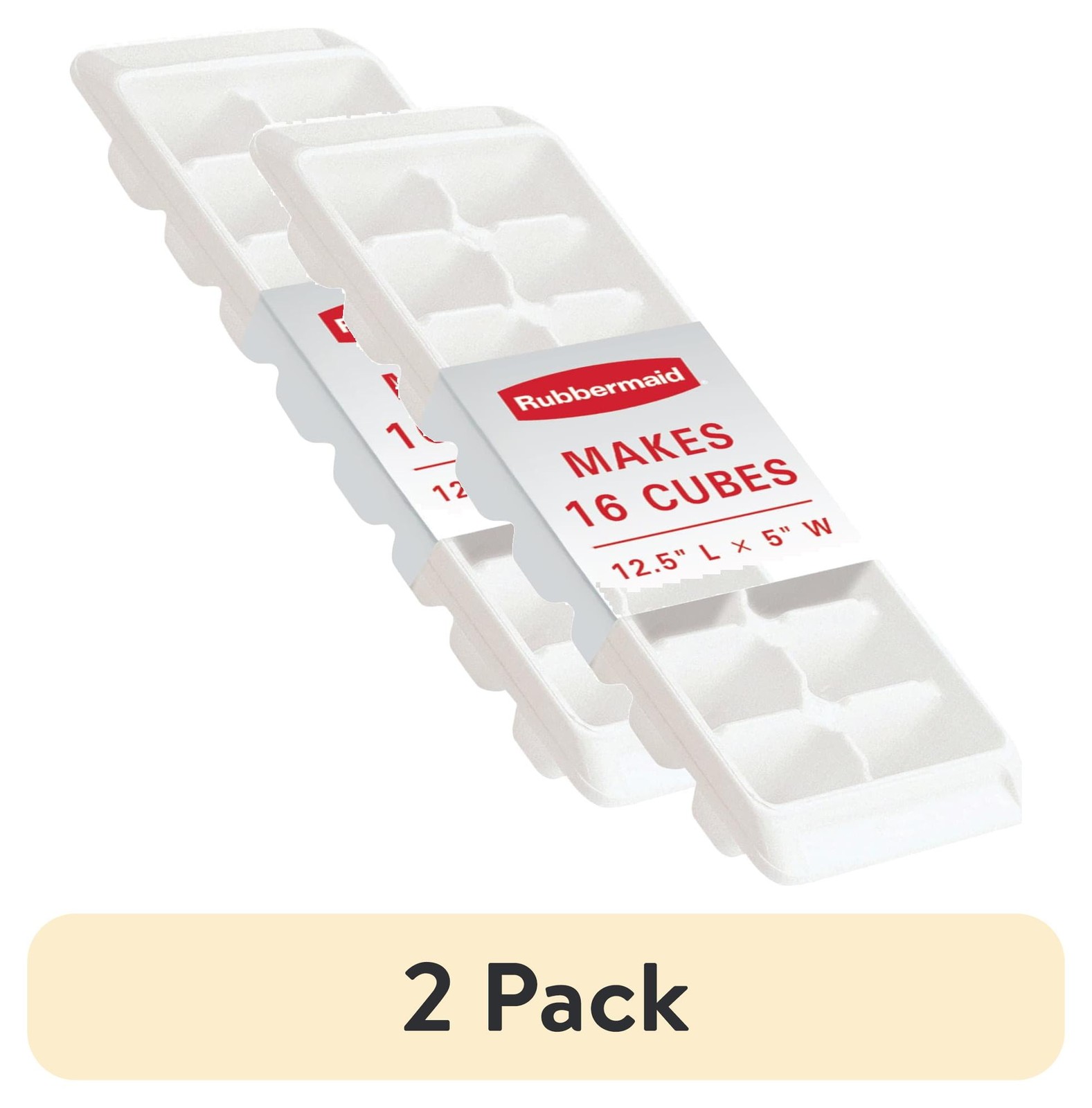 Quick Release Ice Cube Tray Plastic White Rectangular 2-Pack