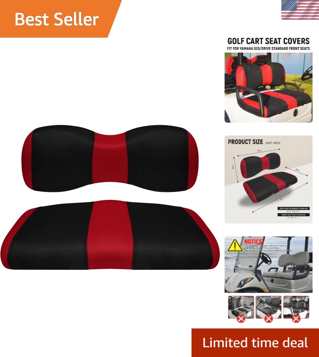 Yamaha G29/Drive 2 Golf Cart Front Seat Covers - Durable & Breathable Polyester