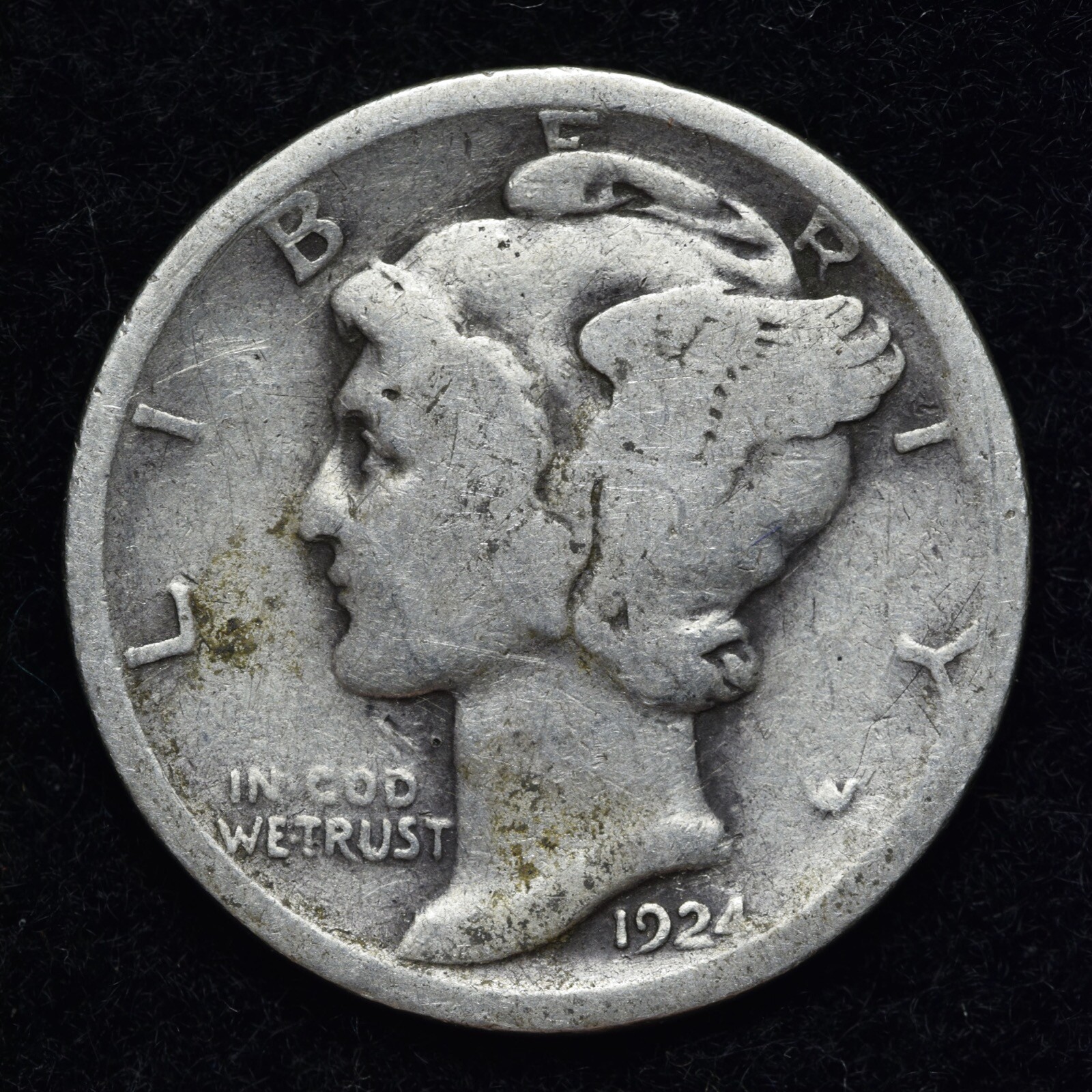 1924 Mercury Silver Dime GOOD / VG FREE SHIPPING