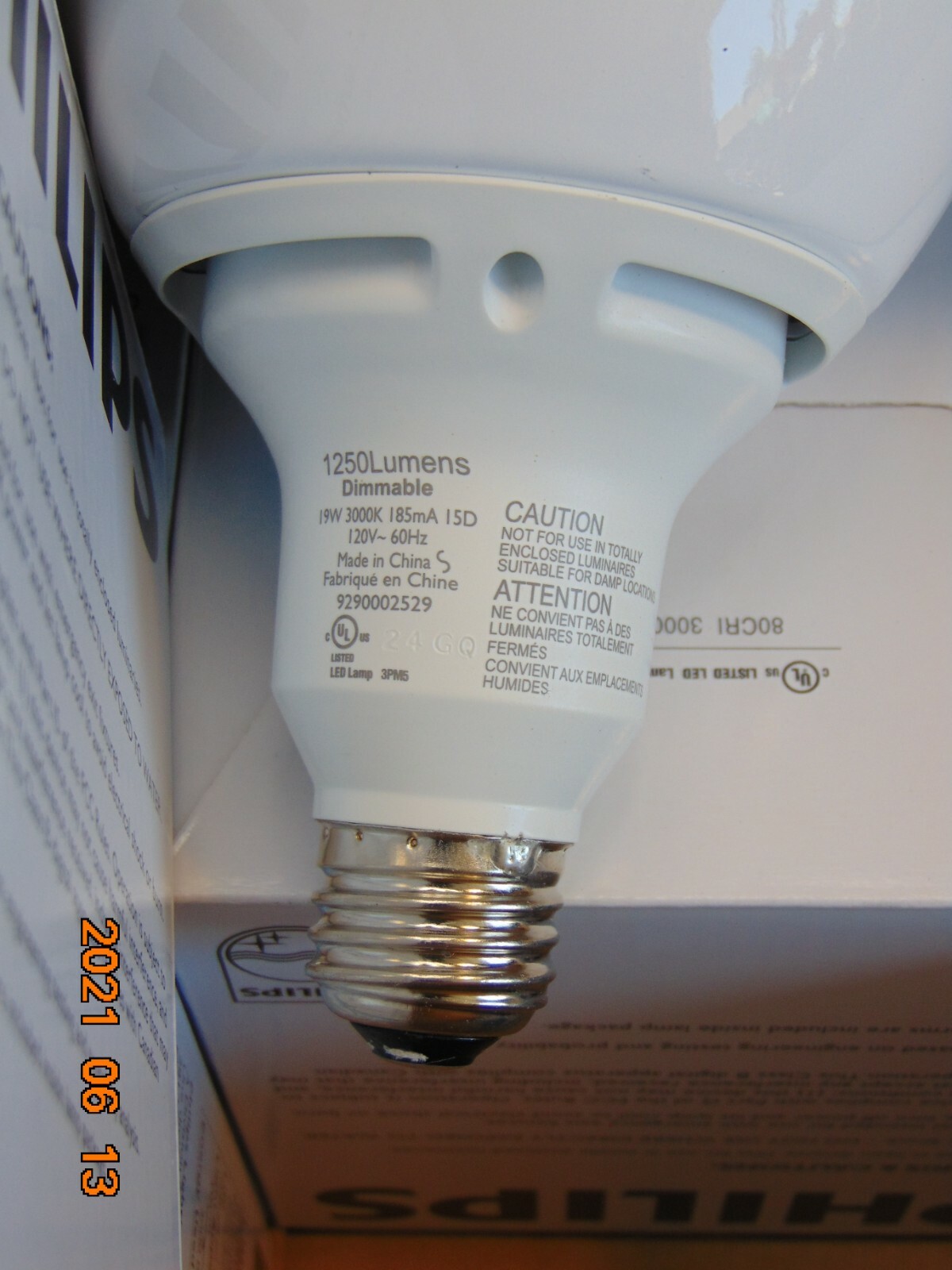 Philips Dimmable LED BULB 19 W FLOOD DIMMABLE 3000K E26 Medium LED Lamp 430017