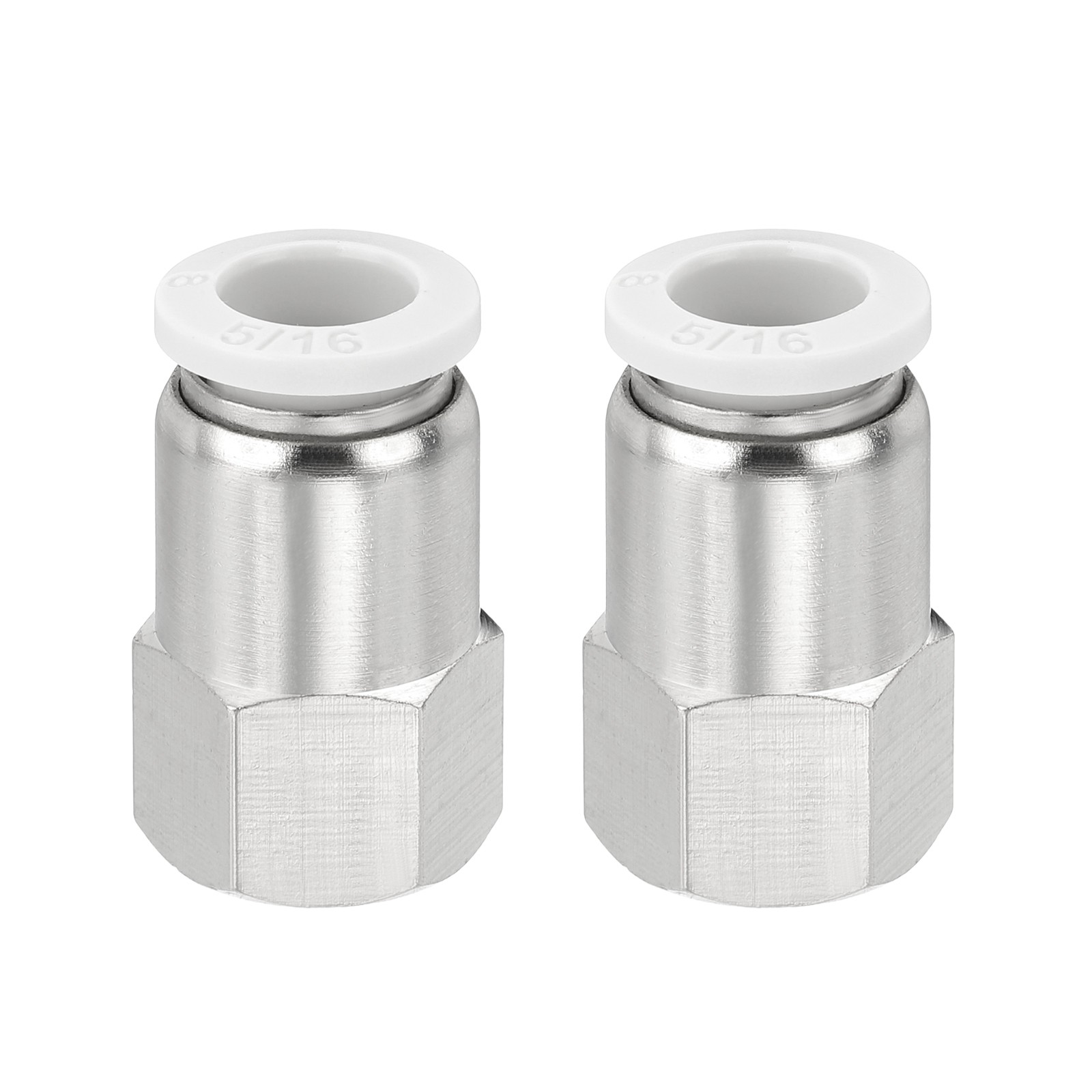 2 Pcs NPT Female 5/16 Inch OD x 1/8" NPT Thread Push to Connect Fittings, White