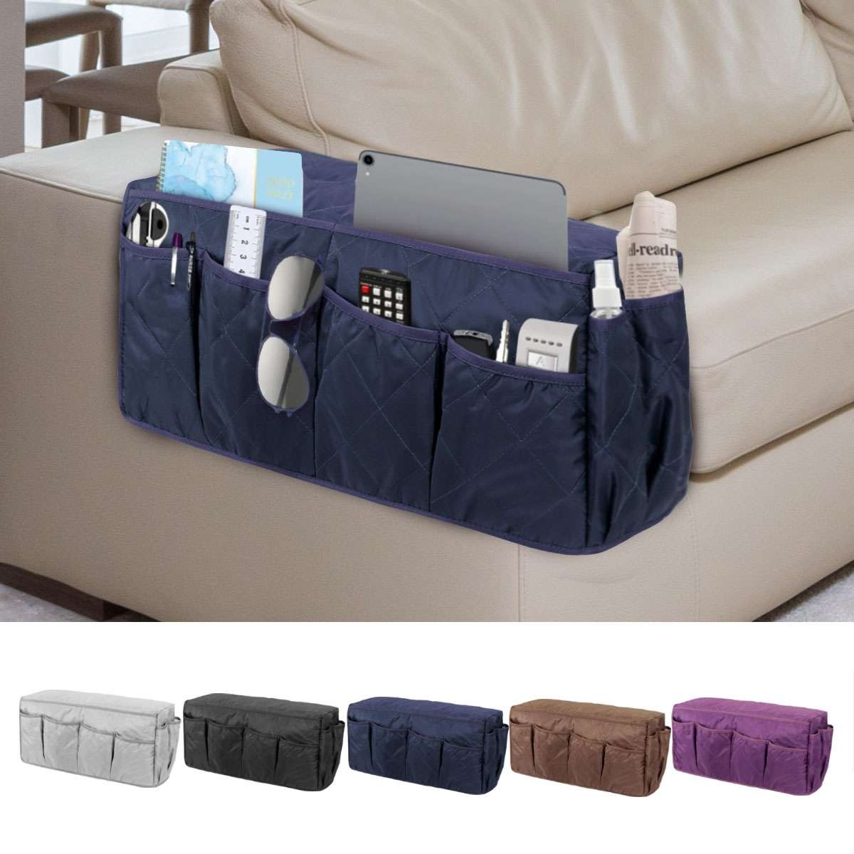 Sofa Arm Rest TV Remote Control Organizer Holder Caddy Pocket Chair Couch Bag