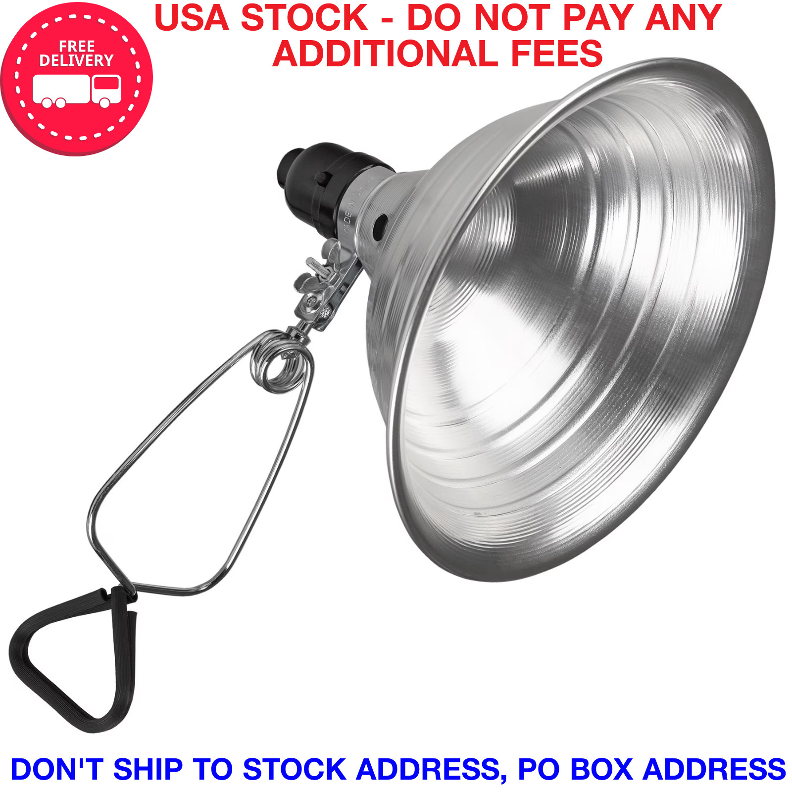 8.5" Aluminum Clamp Light 150W Max E26 Work Reflector Lamp 6ft Cord Workshop Bar