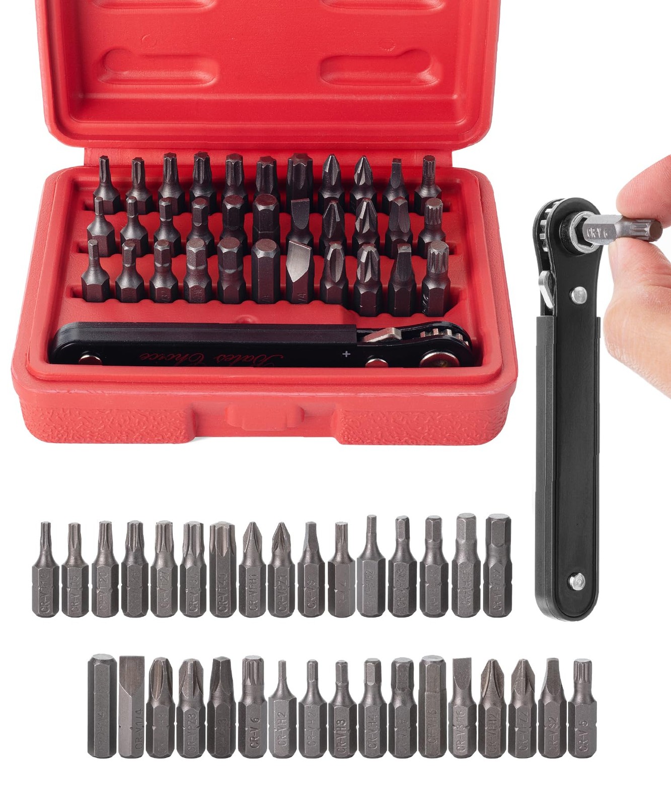 Bates Choice Mini Ratchet Set, 34 pcs, Cr-V Steel, 1/4" Low Profile Right...