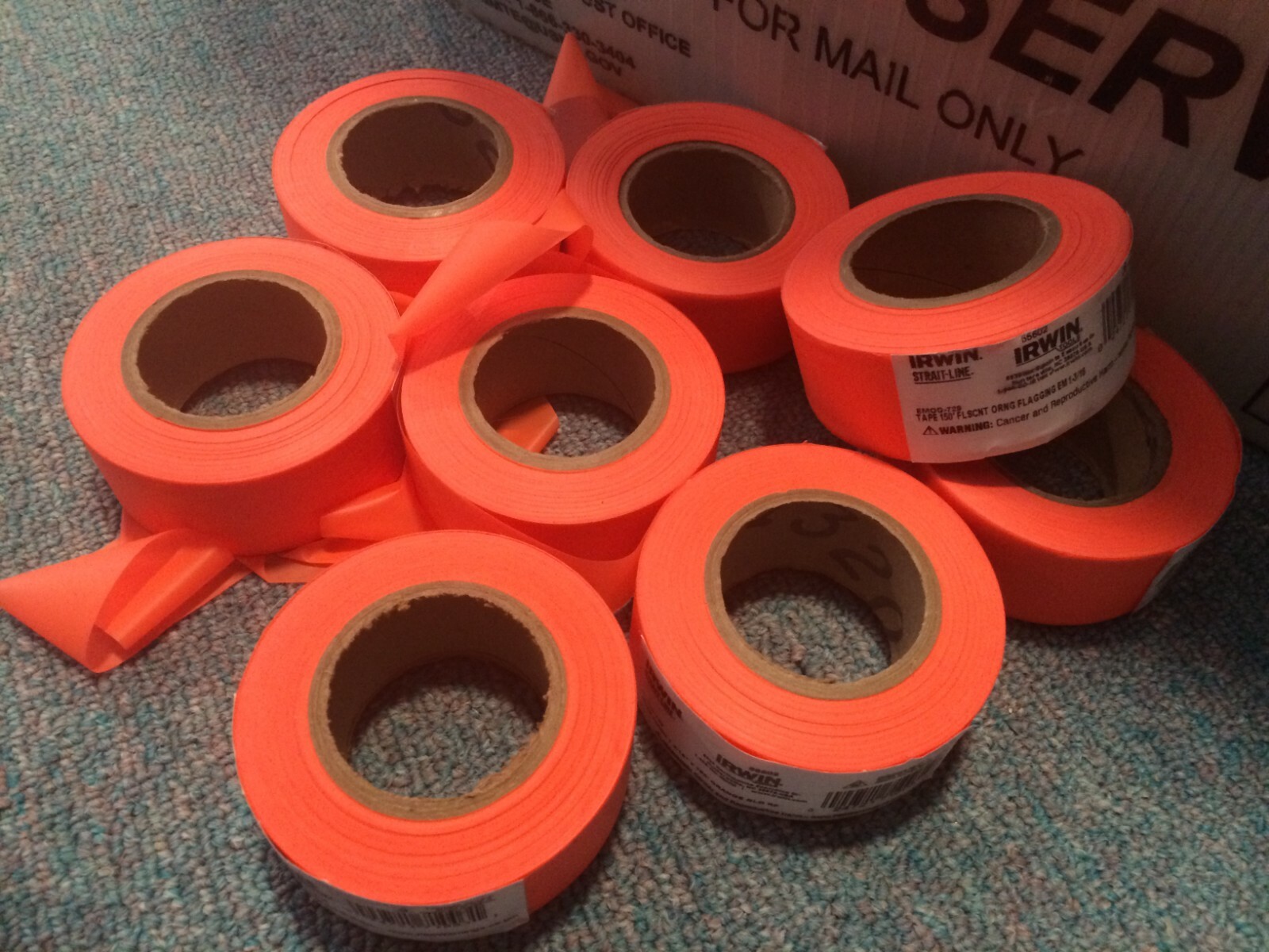8 ROLLS OF IRWIN STRAIGHT-LINE ORANGE FLAGGING TAPE