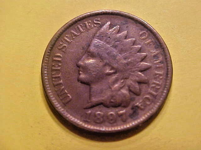 US Coins VERY NICE 1c 1897 VG Indian Head Cent Coin Penny Antique #P35