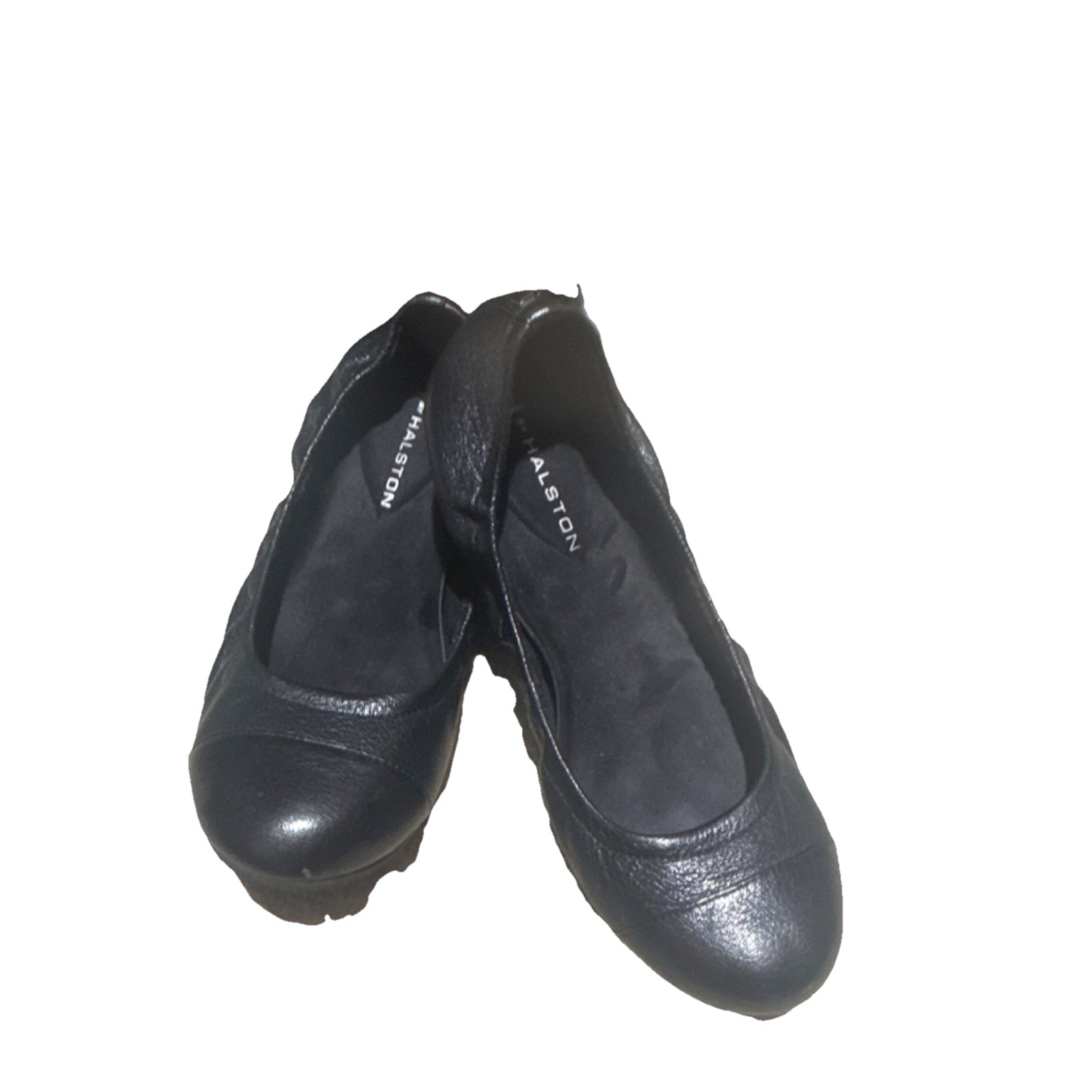 H by Halston Women's Black Leather Ballet Flats Comfort Slip On Size 8 M