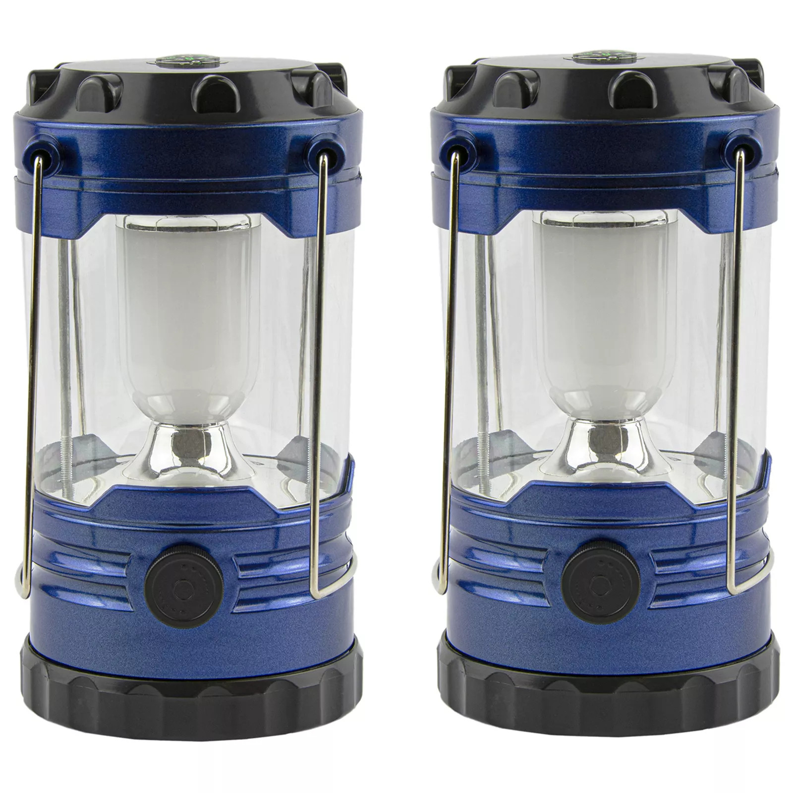 Woodland Creek 8" Blue 5-LED Lanterns with Built-In Compass-Set of 2