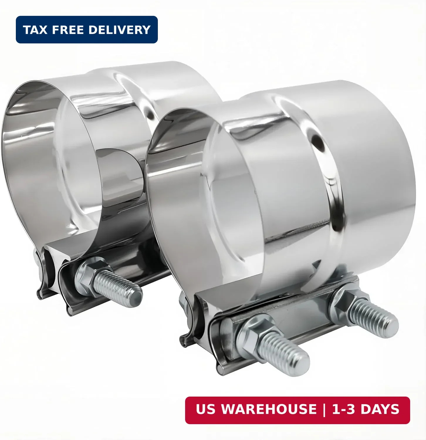 2.5 inch Exhaust Clamp Stainless Steel Muffler Band Clamps for 2.5" Inner Diamet
