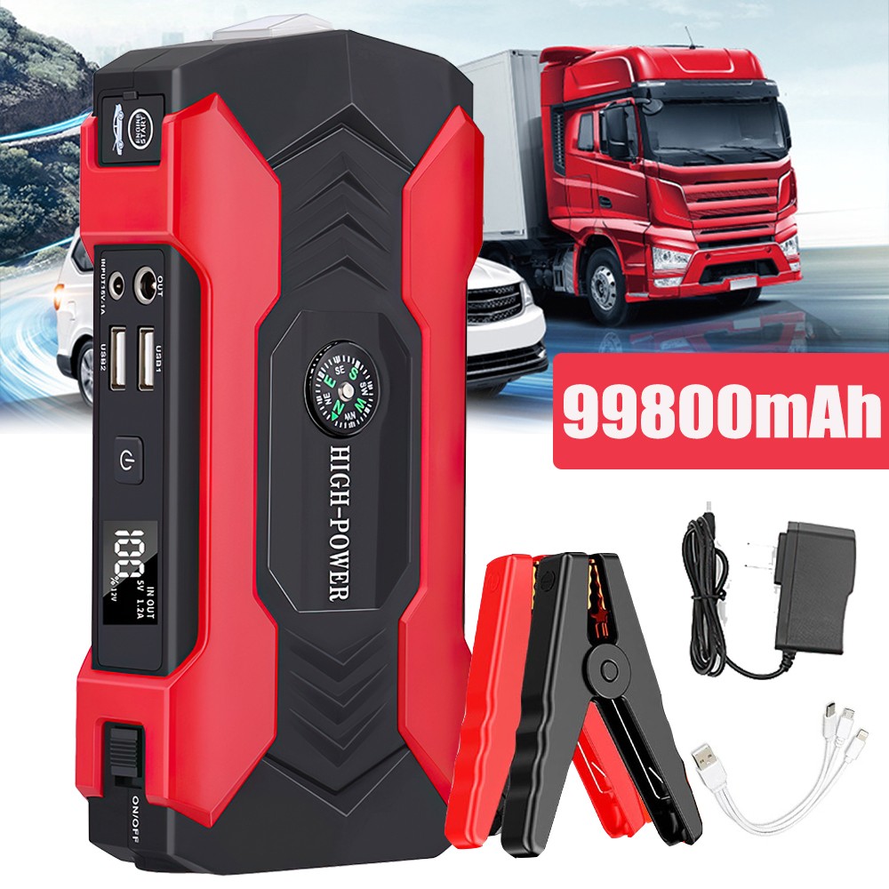 12V 99800mAh Portable Car Jump Starter Power Bank Pack Battery Charger Booster