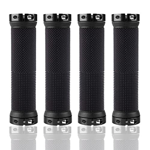 2 Pair Bike Handlebar Grips Double Lock-on Bicycle Grips Soft Rubber Black