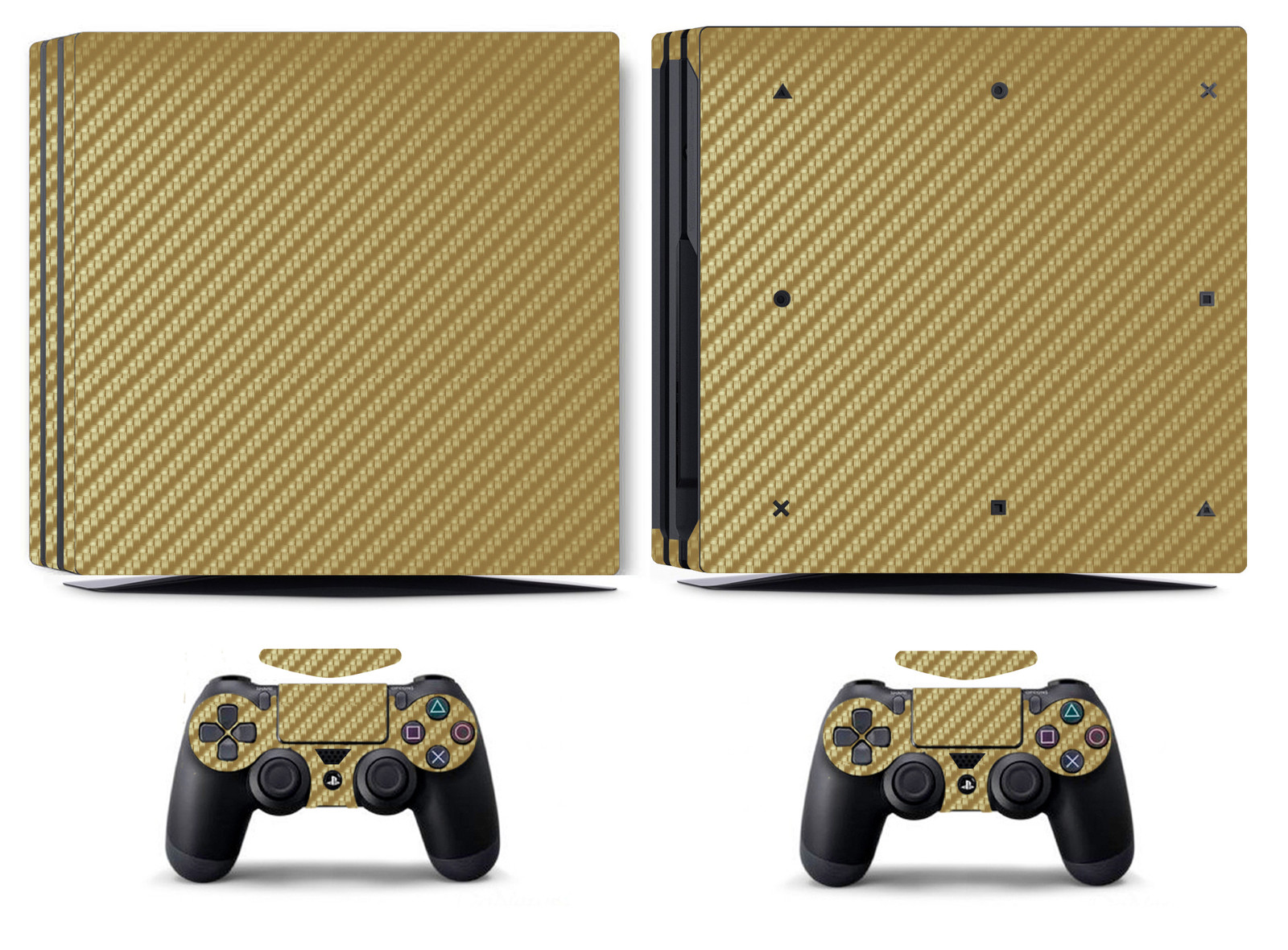 Golden Carbon Fiber Vinyl Skin Sticker Cover for Sony PS4 Pro PlayStation 4 Pro
