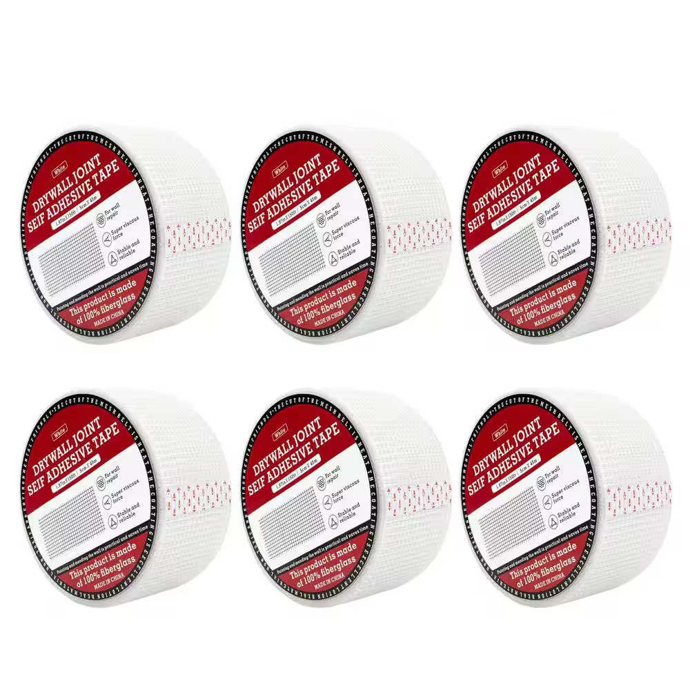 6 Piece 1.97 In. X 150 Ft. Drywall Joint Tape, Fiberglass Mesh Tape for Drywall