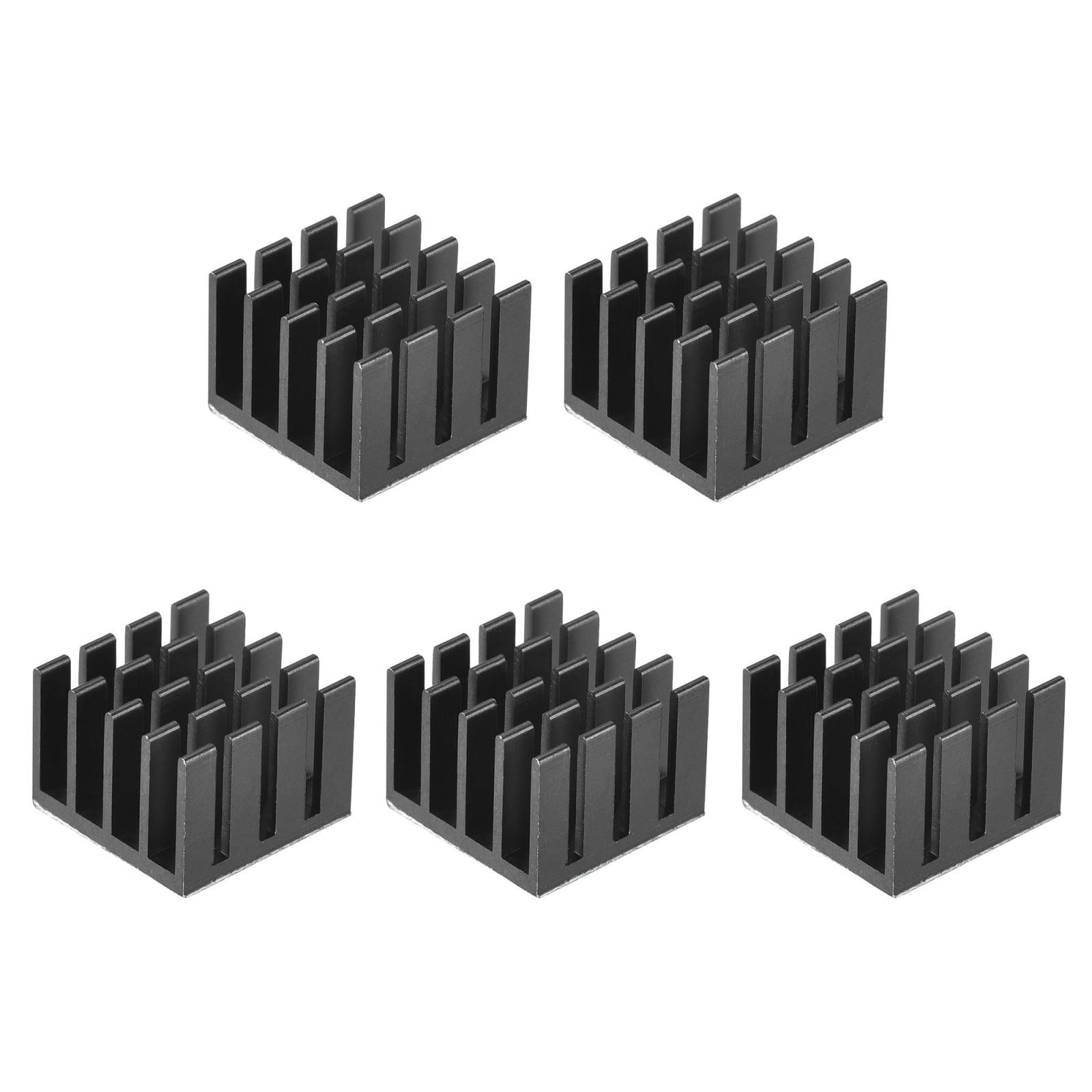 14x14x10mm Thermal Sticky Aluminum Heatsink Electronic Radiators Black 5 Pcs