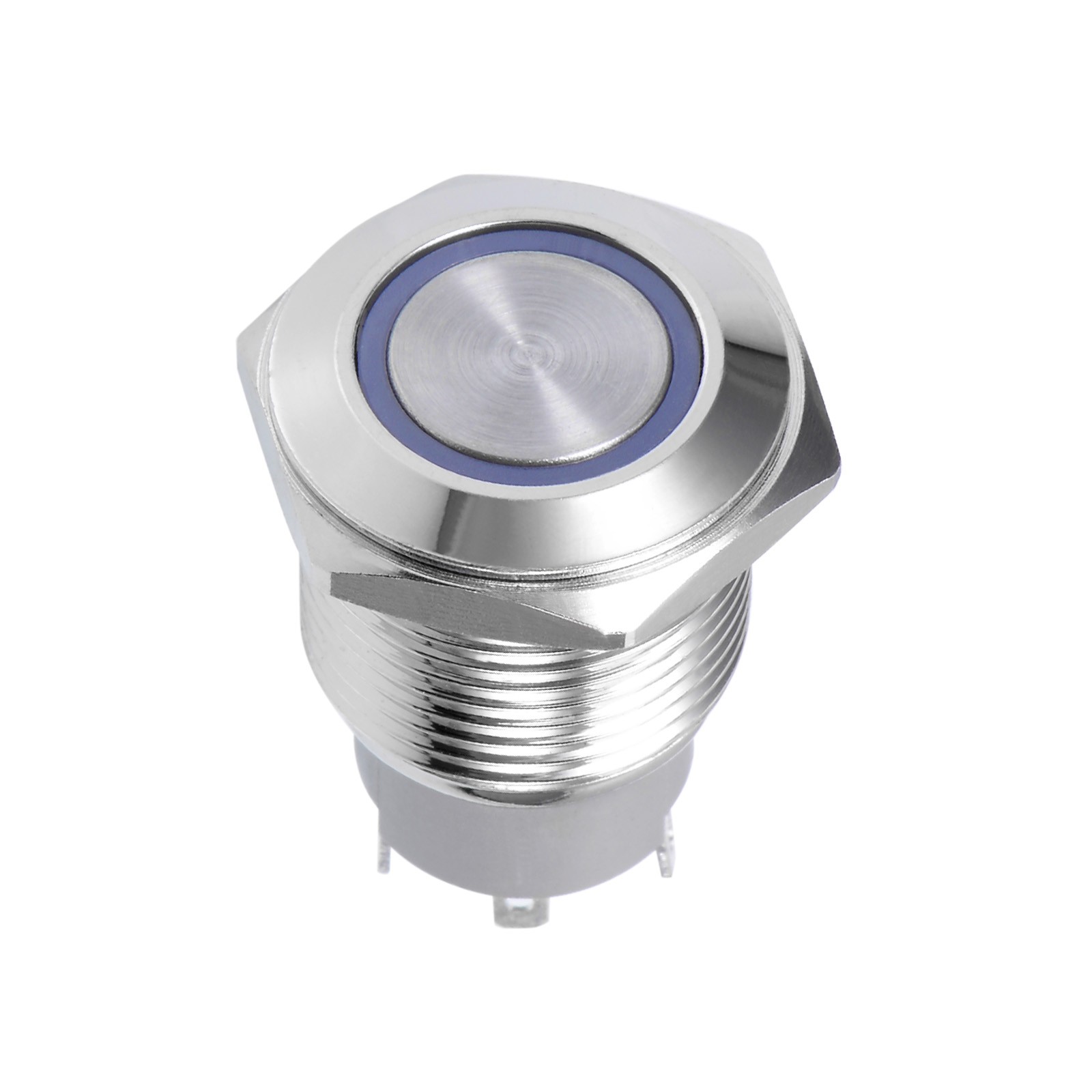 Push Button Switch 1NO Copper Nickel Plated Momentary Button 16mm 3V Silver