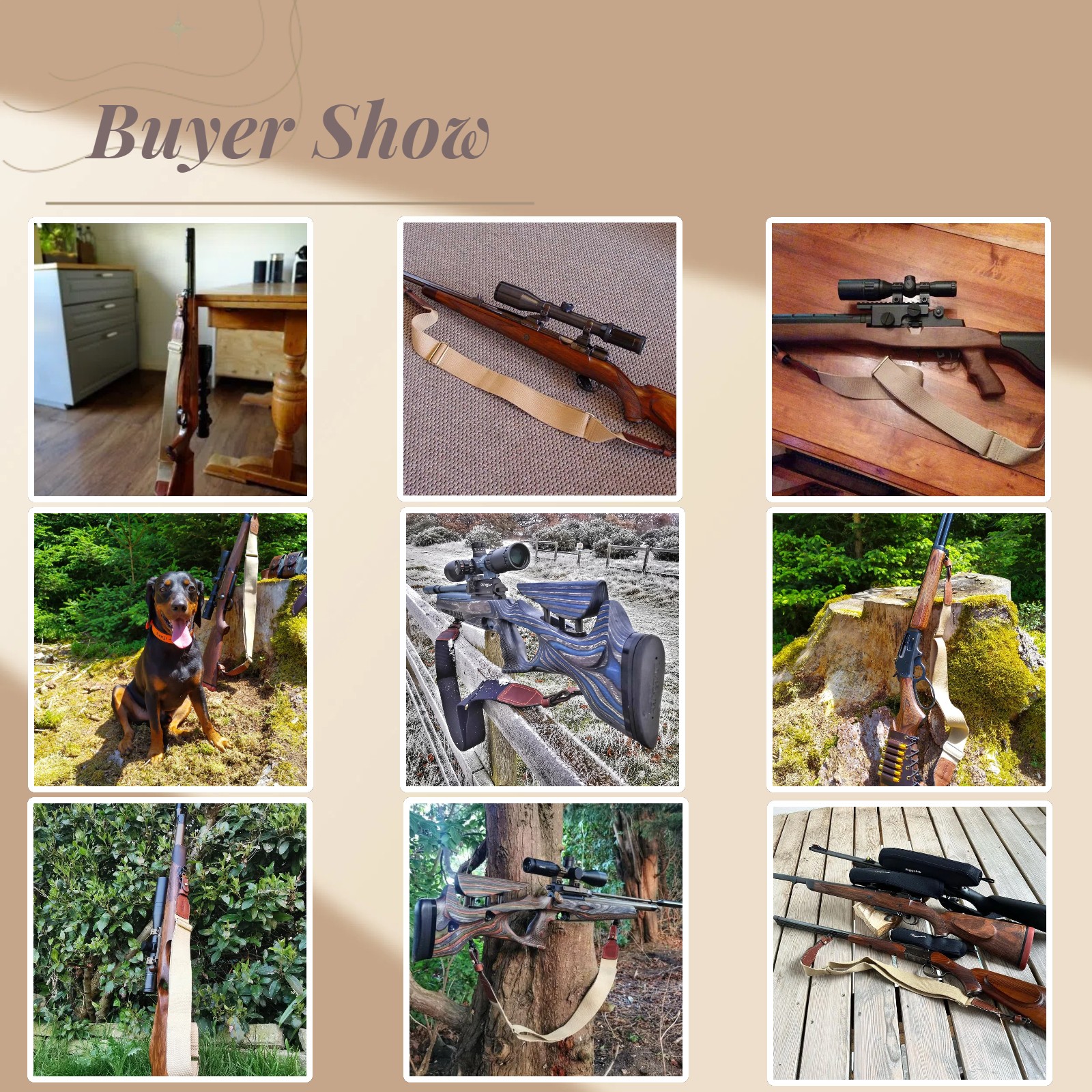 Tourbon Gun Sling Rifle Strap Webbing Leather Quick Release Shooting Adjustable