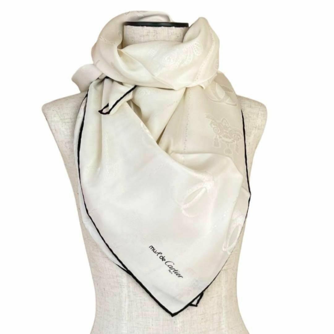 Cartier Square Scarf White 33.1 in Women's Fashion Accessory Present from JAPAN