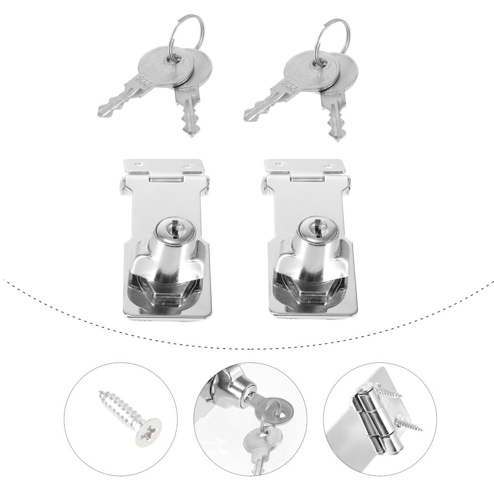2 Sets Reusable Stainless Steel Cabinet Locks with Keys for Home Security