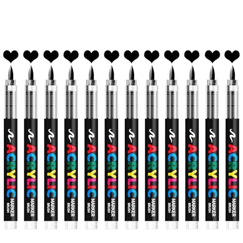 Paint Pen,12Pack Acrylic Paint Marker Ideal for Rock Black