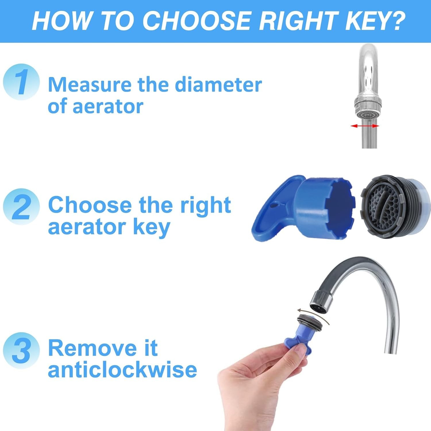 Faucet Aerator Kit 12pcs, Replacement Inserts w/ Removal Key M16.5–24mm