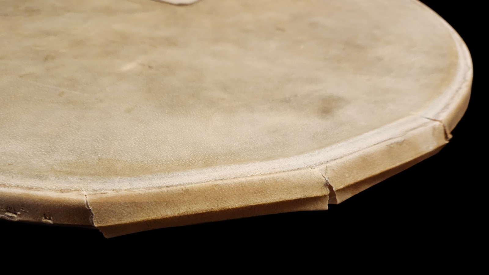 Vintage 1940's-1950's Calfskin 22" Batter Bass Drum Head w/Reinforcement Patch