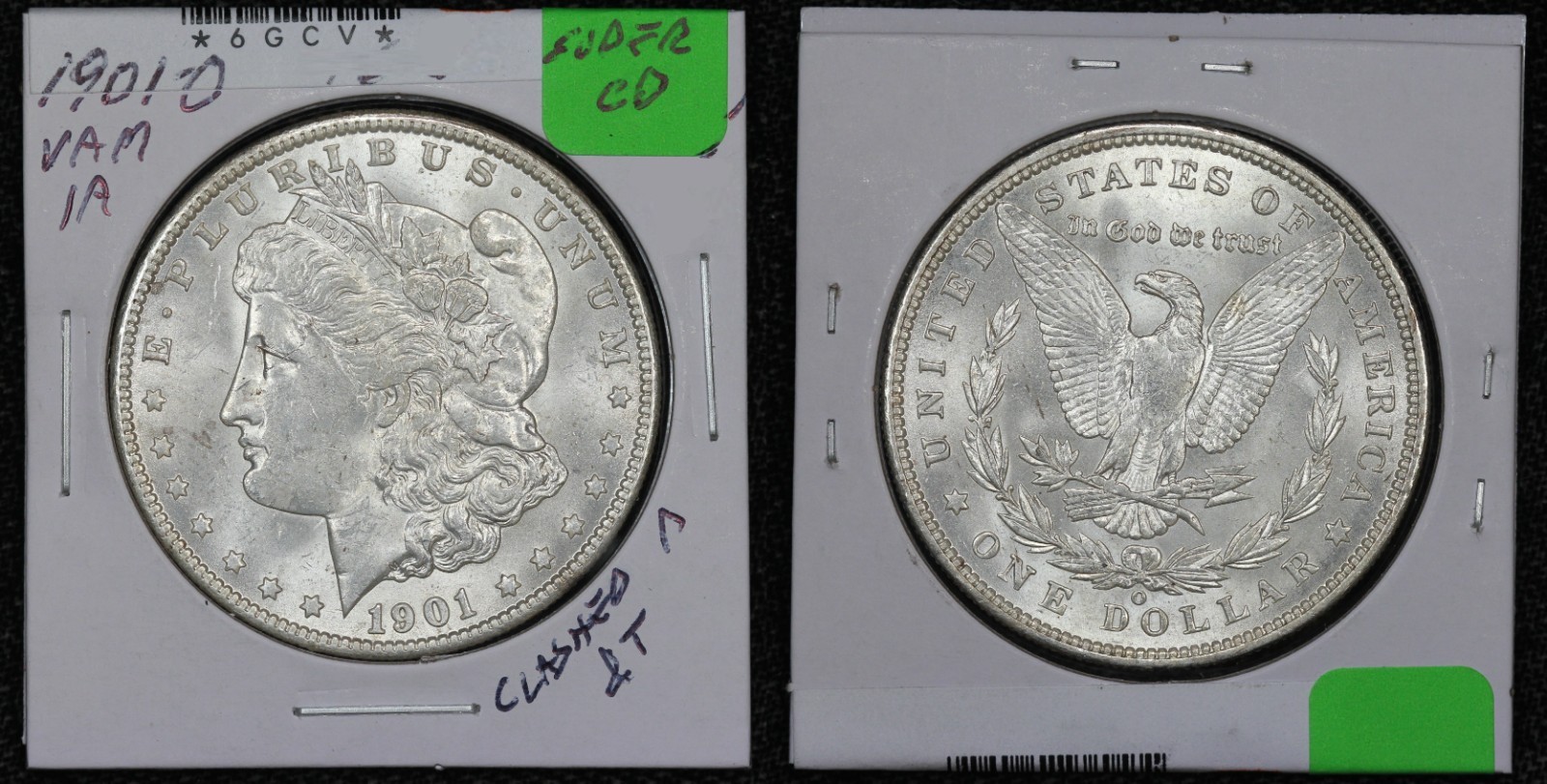1901-O Morgan Dollar VAM-1A Clashed Dies Clashed n and T 6GCV