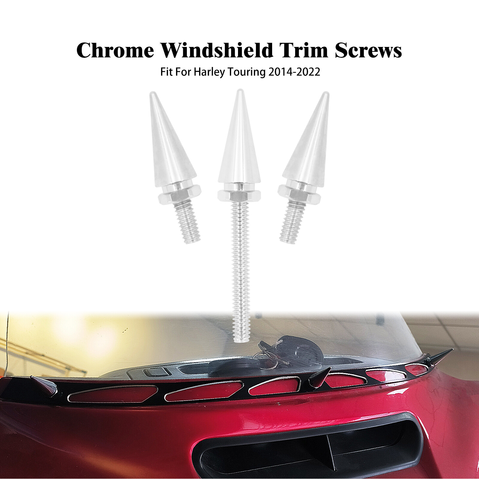 Chrome Spikes Batwing Fairing Windshield Trim Bolts Fit For Harley Electra Glide