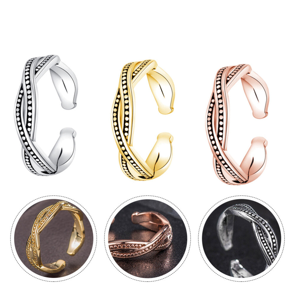 3PCS Adjustable Foot Ring Toe Ring Decoration Creative Knuckle Rings Set