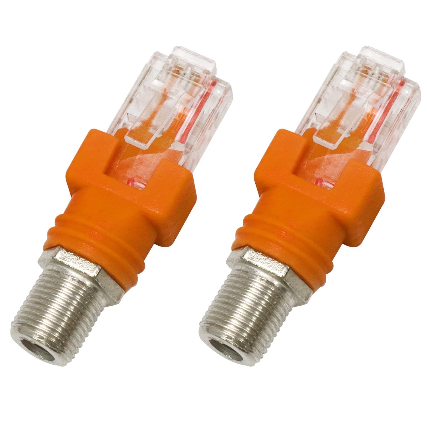 fengxiaomin 2 Pack F Female to RJ45 Male Coaxial Barrel Orange and silver