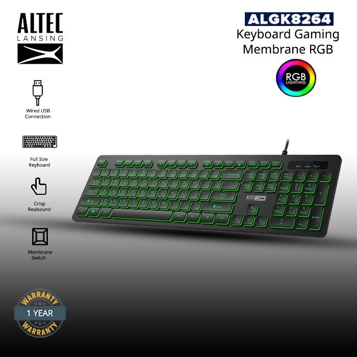 Altec Lansing ALGK8264 USB Wired Gaming Keyboard membrane 3 color RGB