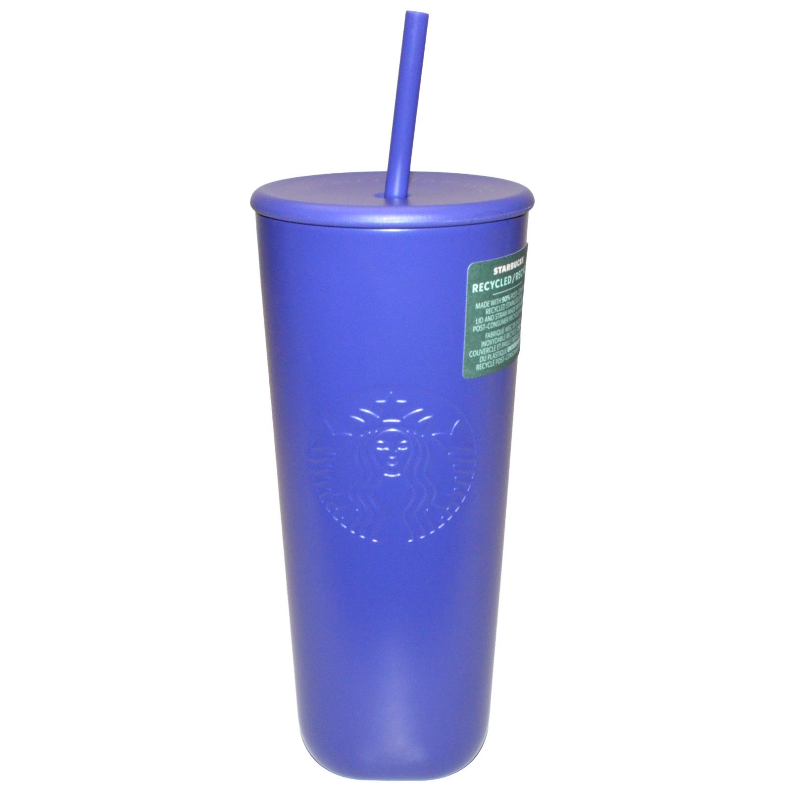 New Starbucks 24 oz Recycled Stainless Steel Purple Triangle Tumbler w/Straw Lid