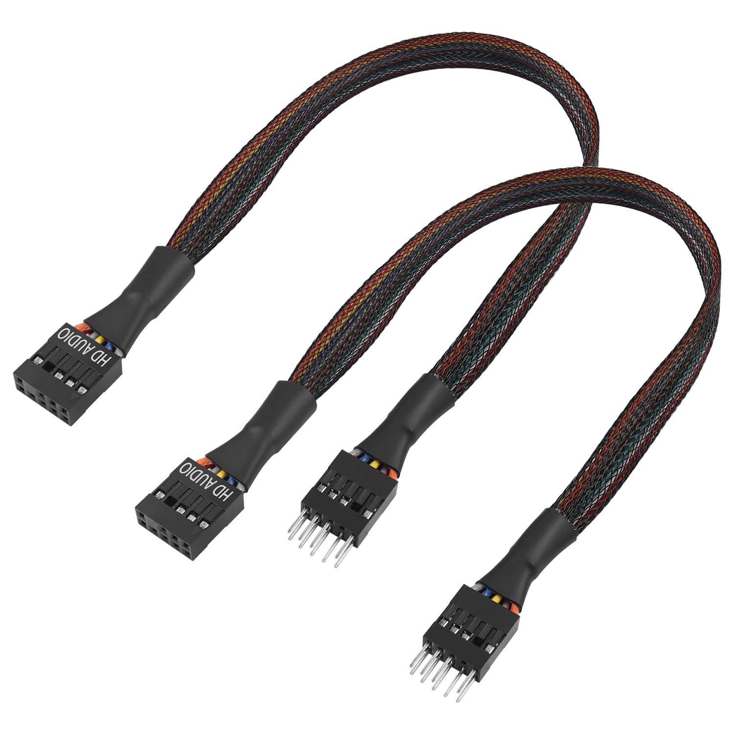 QIANRENON 9Pin HD Audio Motherboard Connector Cable - Male 30cm, Black