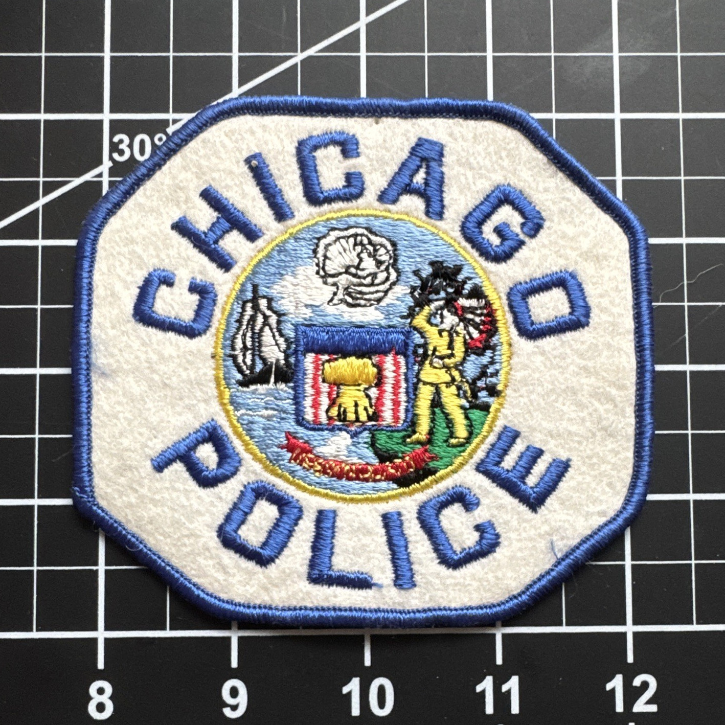 Chicago Police Embroidered Patch - Illinois Police Collectible White & Blue