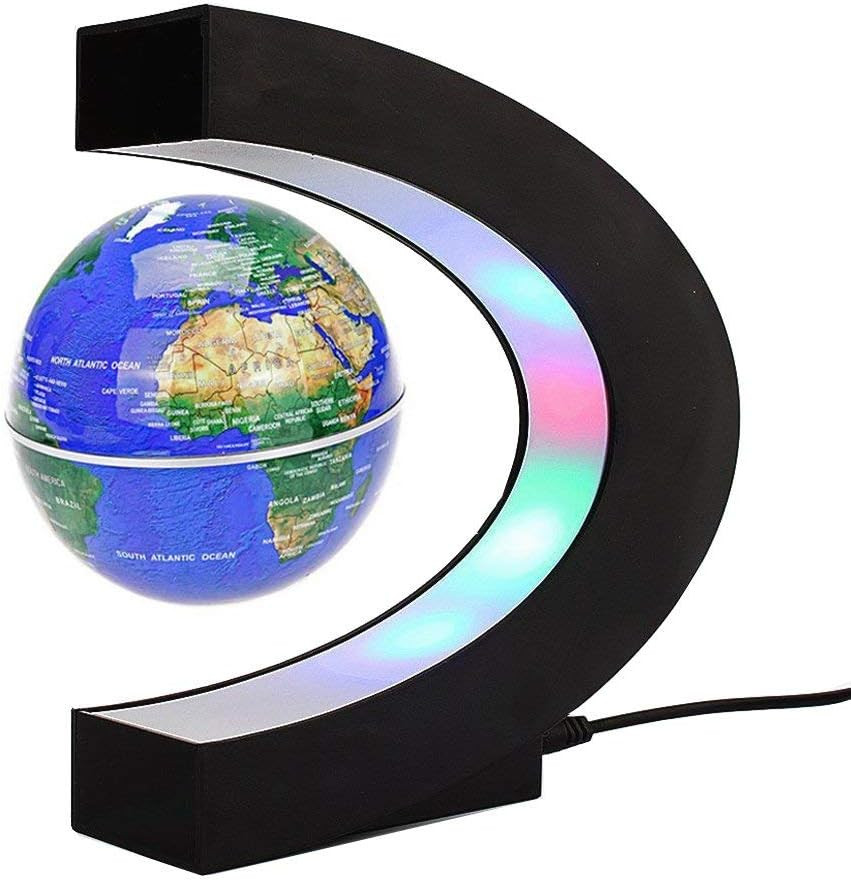 Floating Globe with LED Lights C Shape Magnetic Levitation Floating Globe World