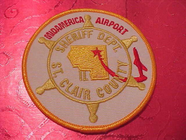 MIDAMERICA AIRPORT ST CLAIR CO. ILLINOIS POLICE PATCH SHOULDER SIZE UNUSED 4 IN.
