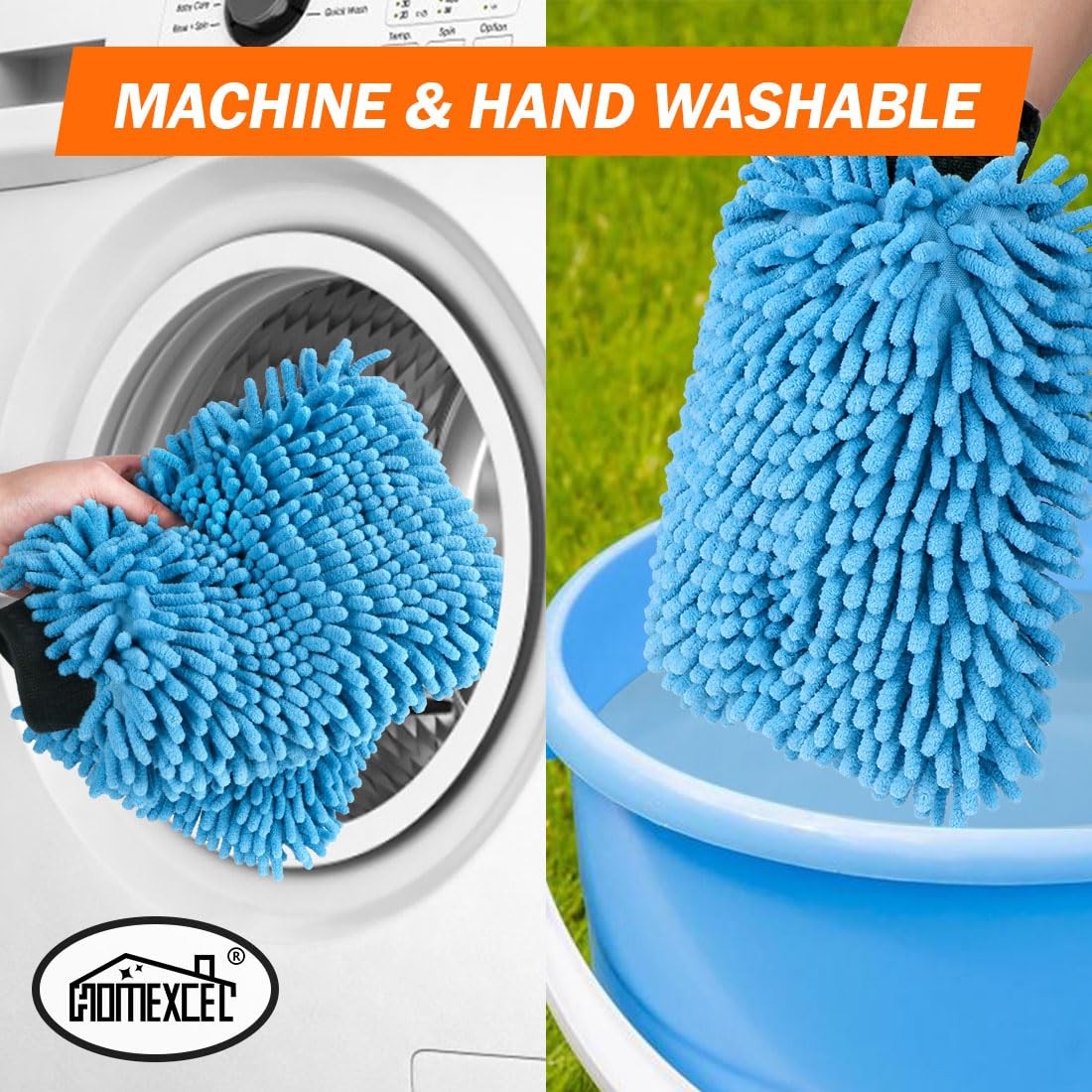 2Pack Chenille Microfiber Car Wash Mitt Double Sided for Car Washing Detailing