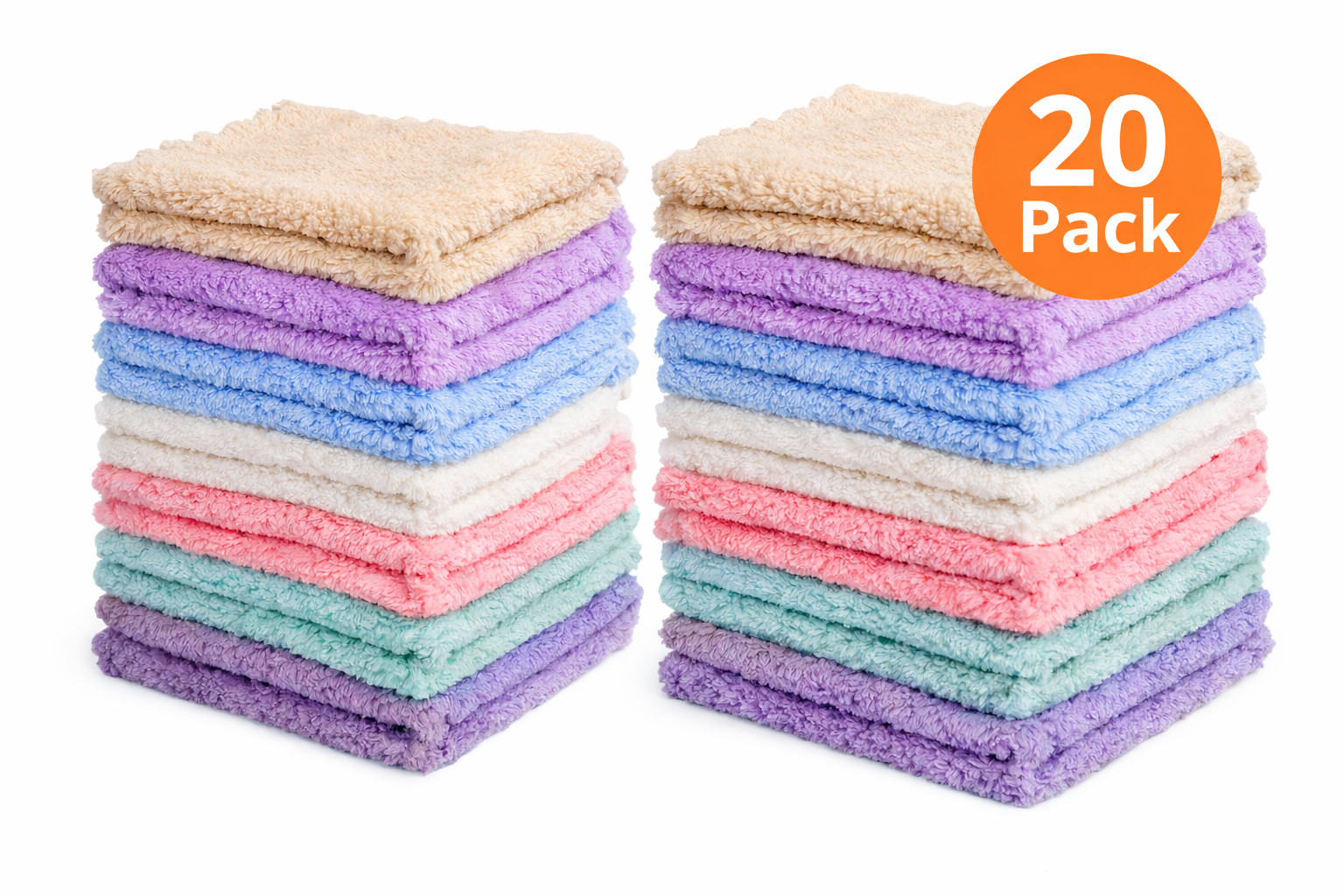 Microfiber Cleaning Cloth 20 Pack - Reusable Wash Rag for Kitchen Cars Burp New