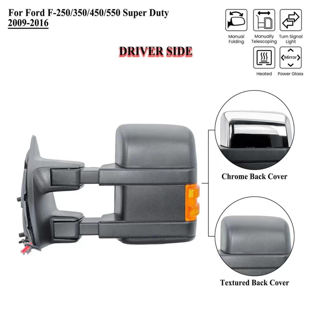 Driver Left Side Towing Mirror Power And Heat For 09-16 Ford F-250 350 450 550
