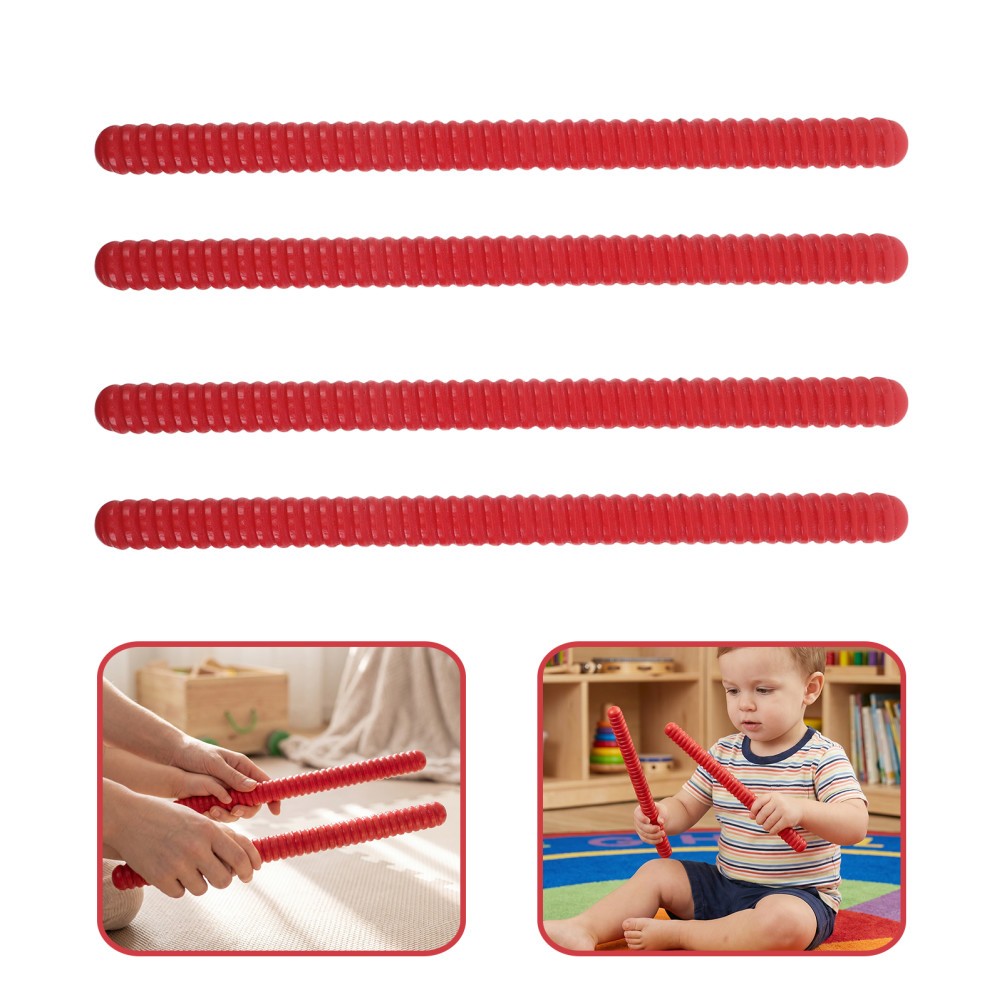 6pcs Wood Rhythm Sticks Ribbed: Children Precussion Instrument - 12 Inch Wooden