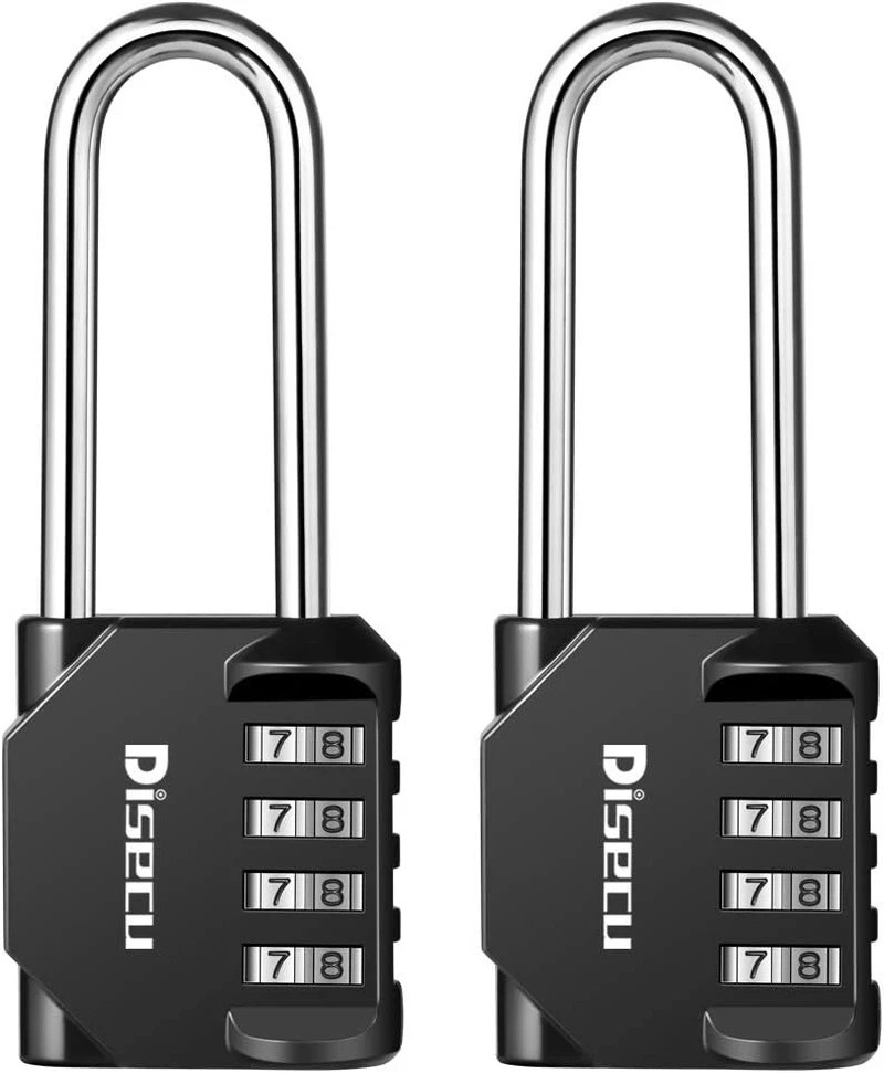 2 Pack Disecu 2.6 Inch Long Shackle Combination Lock, 4 Digit Outdoor Waterproof
