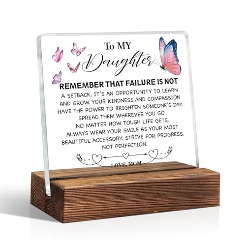 To My Daughter Acrylic Sign With Wooden Stand, Funny Butterflies Home multi