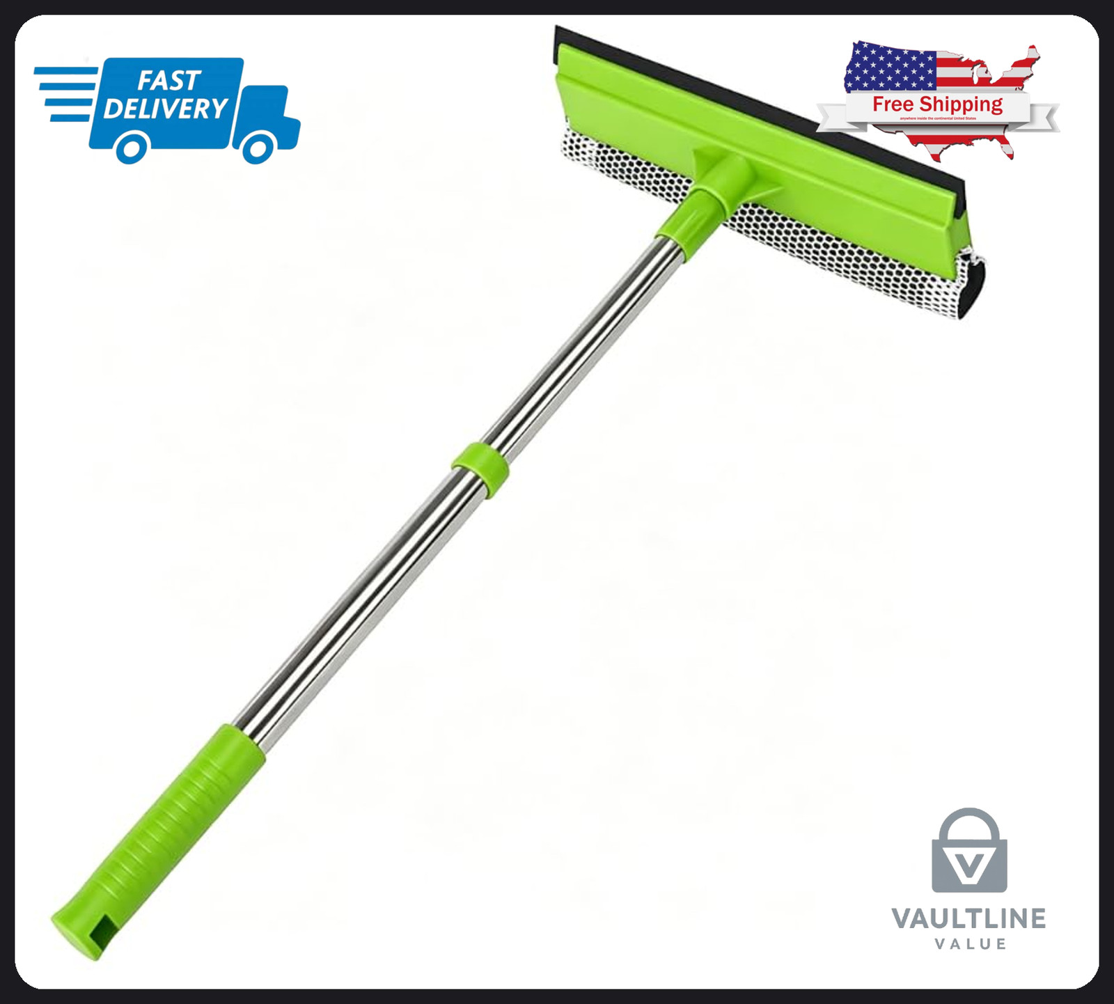 Conliwell 2-in-1 Window Squeegee with 27.5-Inch Extendable Stainless Steel
