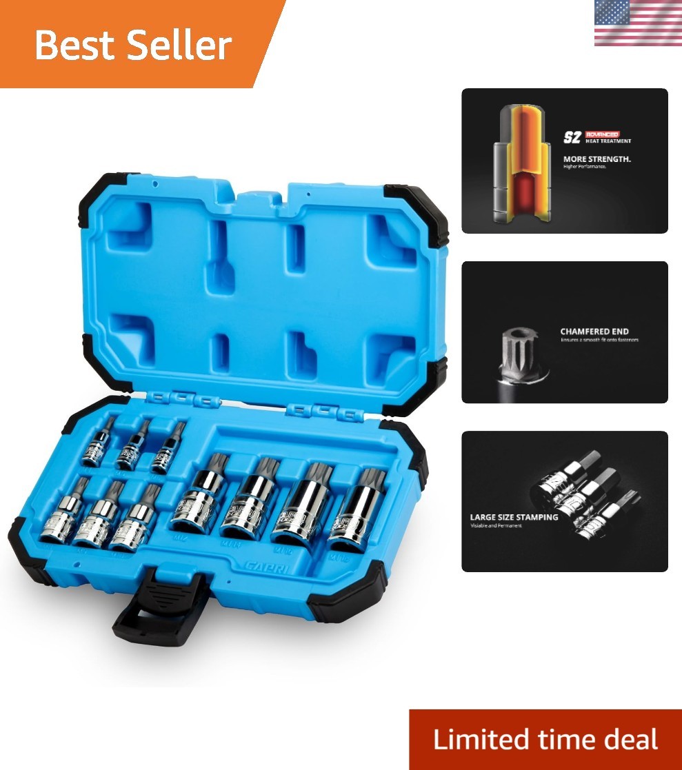 Durable Heat-Treated S2 Steel XZN Triple Square Socket Set - 10 Metric Pieces