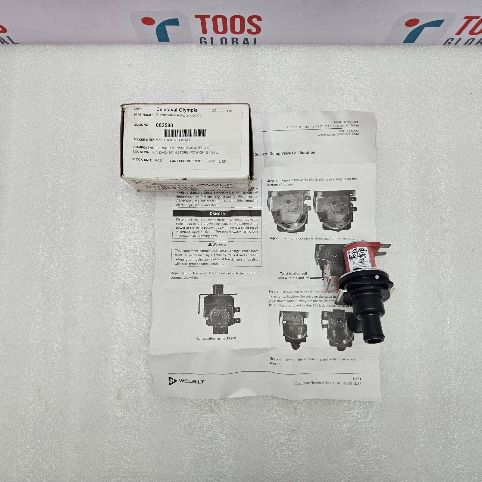 MANITOWOC ICE INC 000014063 VALVE DUMP OEM REPLACEMENT PART
