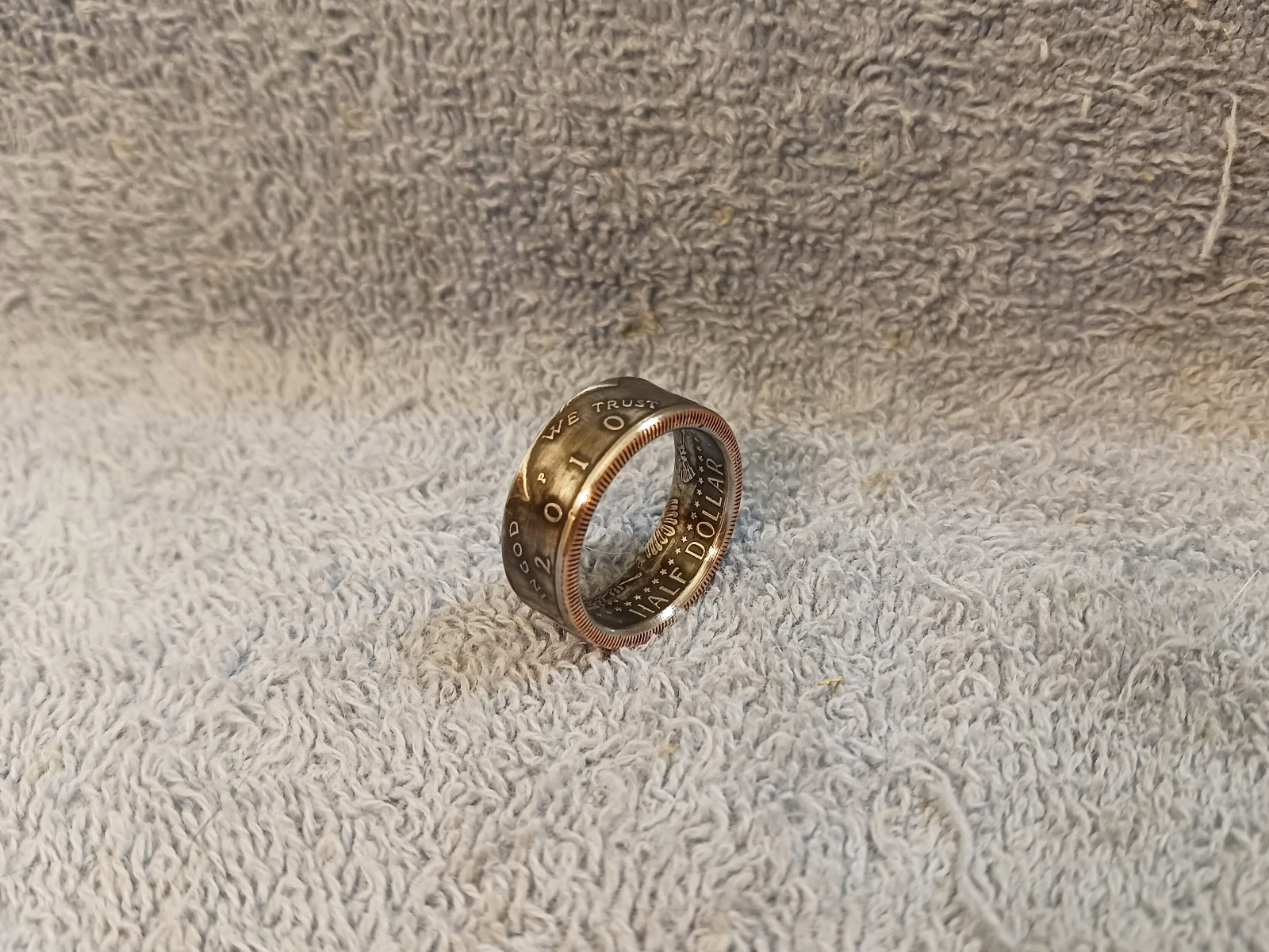 2010 Kennedy Half Dollars  size 10   coin ring  handmade mixed metals